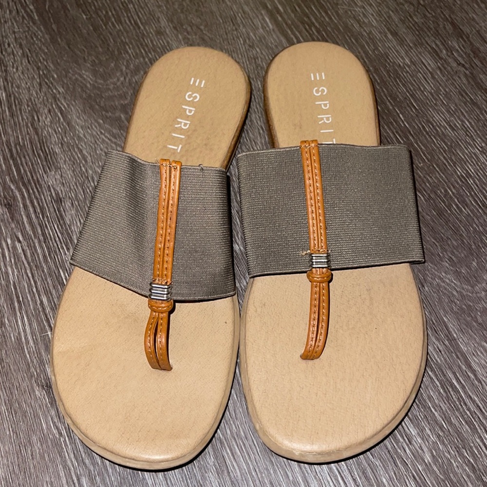 Grey and Tan Sandals Size 7